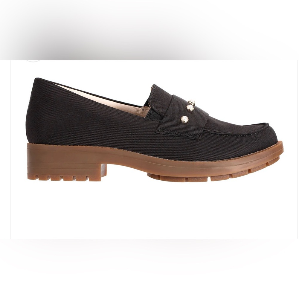 Revitalign Laurel Pearl Orthotic Satin Loafers in Black Waco Shoe Company